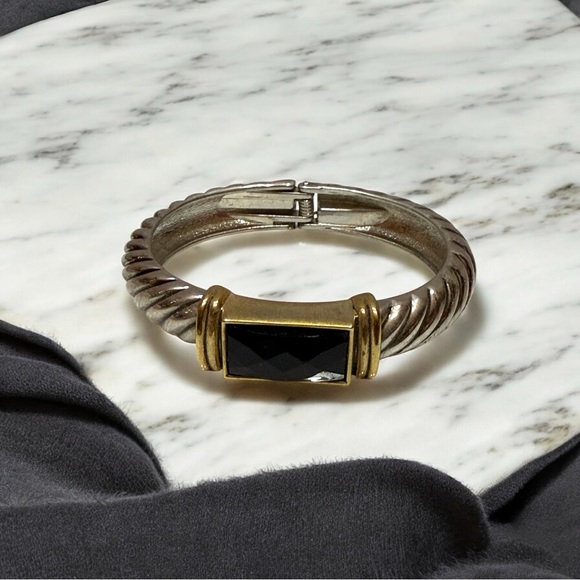 💫Premier Designs Black and Gold Cable Bangle Bracelet - Holiday Gift Ready - Picture 4 of 6
